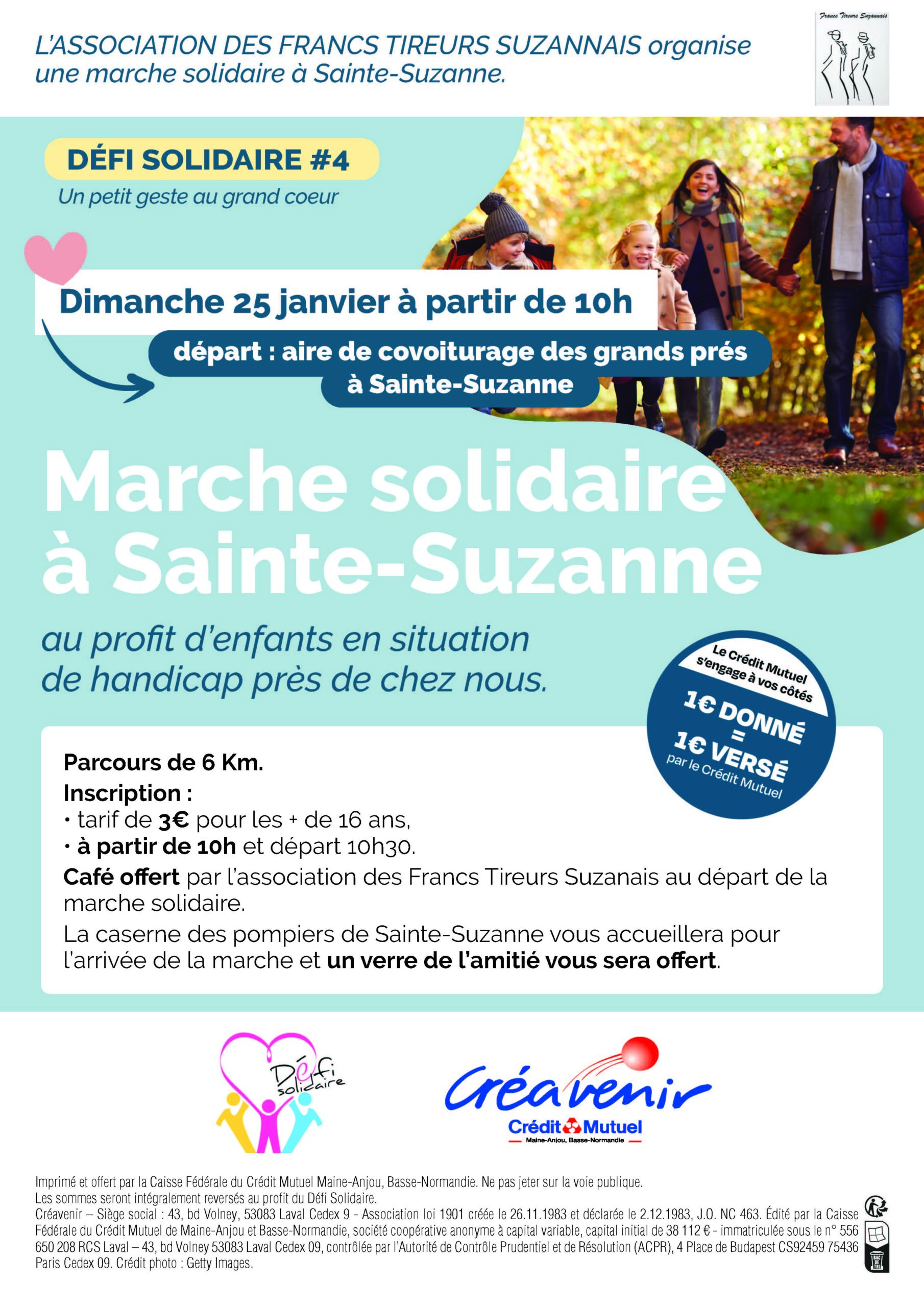 marche solidaire à Ste Suzanne le 25 janvier